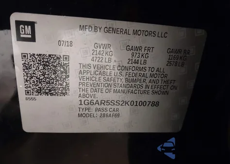 2019 Cadillac Cts Luxury z USA, uszkodzony, nr VIN 1G6AR5SS2K0100788